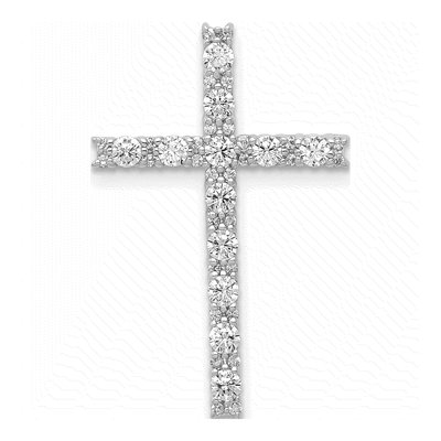 14K White Gold 1/2 ct tw Diamond Latin Cross Slide Pendant