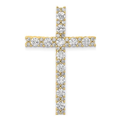 10K Yellow Gold 1 ct tw Lab-Grown Diamond Cross Slide Pendant