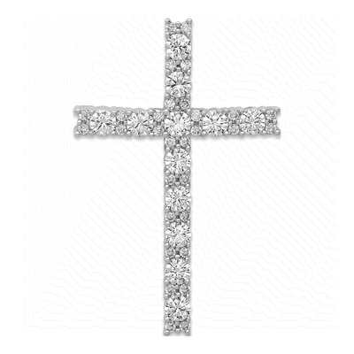 14K White Gold 1 ct tw Diamond Cross Slide Pendant