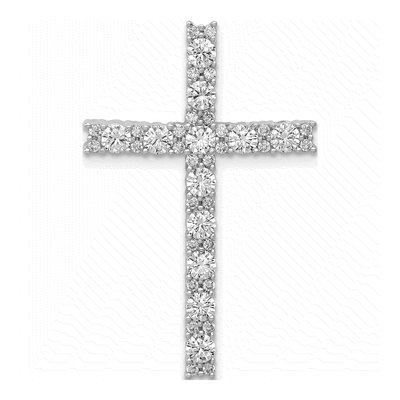14K White Gold 1 ct tw Lab-Grown Diamond Cross Slide Pendant