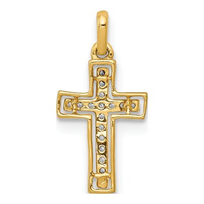 10K Yellow Gold 1/20 ct tw Diamond Small Cross Pendant – view 3