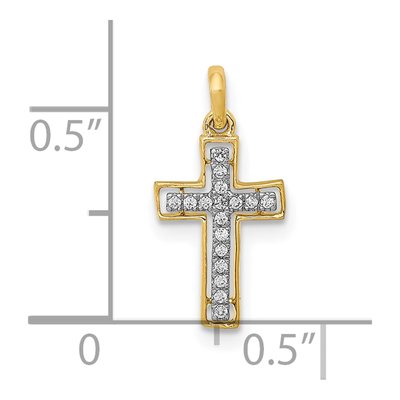 10K Yellow Gold 1/20 ct tw Diamond Small Cross Pendant – view 4