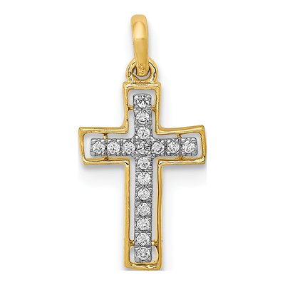10K Yellow Gold 1/20 ct tw Diamond Small Cross Pendant
