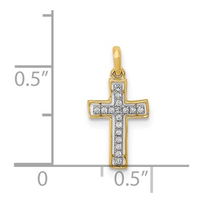 14K Yellow Gold 1/20 ct tw Diamond Cross Pendant – view 5