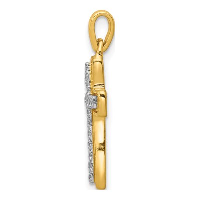 10K Yellow Gold 1/8 ct tw Diamond Cross Pendant – view 2
