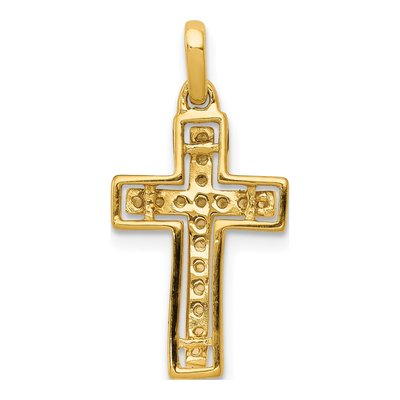 10K Yellow Gold 1/8 ct tw Diamond Cross Pendant – view 3