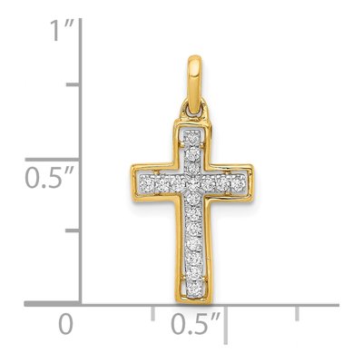 10K Yellow Gold 1/8 ct tw Diamond Cross Pendant – view 4