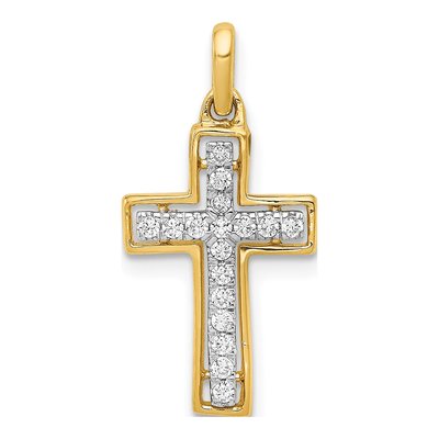10K Yellow Gold 1/8 ct tw Diamond Cross Pendant