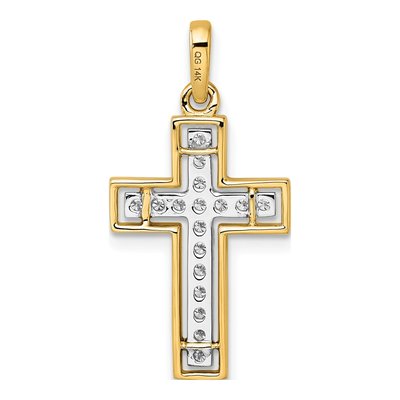 14K Yellow Gold 1/4 ct tw Diamond Cross Pendant – view 3