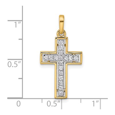 14K Yellow Gold 1/4 ct tw Diamond Cross Pendant – view 4