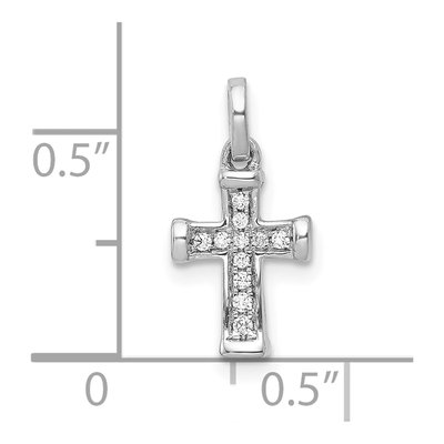 10K White Gold 1/20 ct tw Diamond Latin Cross Pendant – view 4