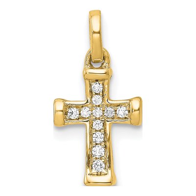 10K Yellow Gold 1/20 ct tw Diamond Latin Cross Pendant