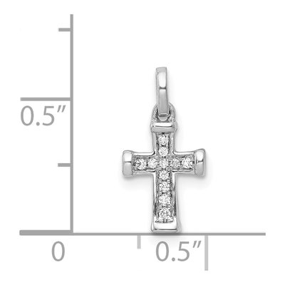 14K White Gold 1/20 ct tw Diamond Latin Cross Pendant – view 5