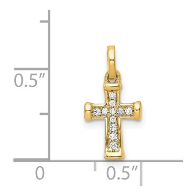 14K Yellow Gold 1/20 ct tw Diamond Latin Cross Pendant – view 4