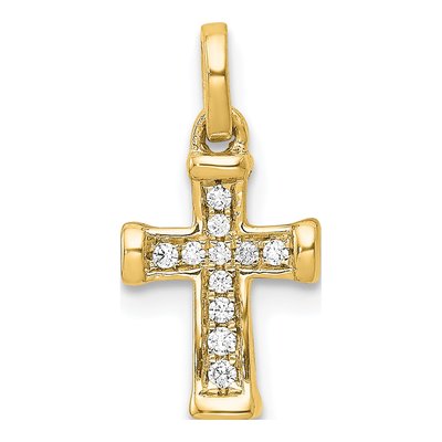 14K Yellow Gold 1/20 ct tw Diamond Latin Cross Pendant