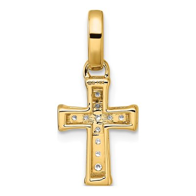 14K Yellow Gold 1/10 ct tw Diamond Latin Cross Pendant – view 3