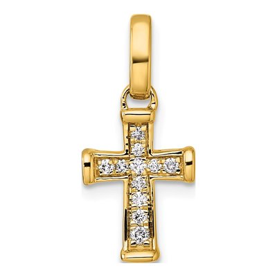 14K Yellow Gold 1/10 ct tw Diamond Latin Cross Pendant