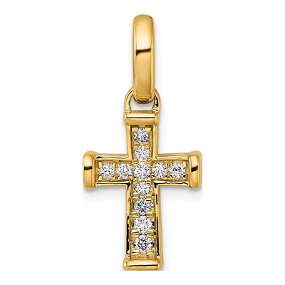 14K Yellow Gold 1/5 ct tw Diamond Latin Cross Pendant