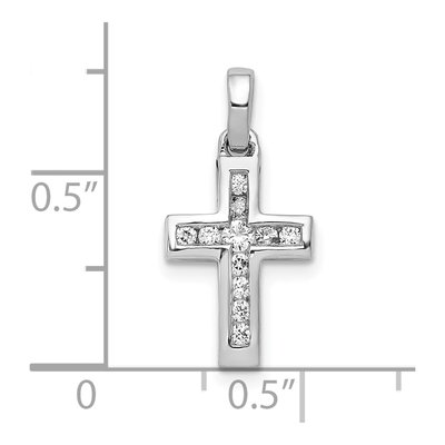 10K White Gold 1/6 ct tw Diamond Latin Cross Pendant – view 4