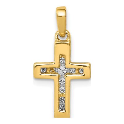 10K Yellow Gold 1/6 ct tw Diamond Latin Cross Pendant – view 3