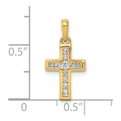 10K Yellow Gold 1/6 ct tw Diamond Latin Cross Pendant – view 4