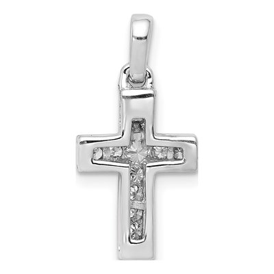 14K White Gold 1/6 ct tw Diamond Latin Cross Pendant – view 4