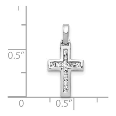 14K White Gold 1/6 ct tw Diamond Latin Cross Pendant – view 5