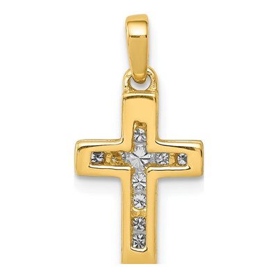 14K Yellow Gold 1/6 ct tw Diamond Latin Cross Pendant – view 4