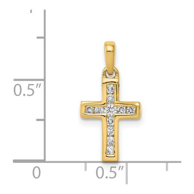 14K Yellow Gold 1/6 ct tw Diamond Latin Cross Pendant – view 5