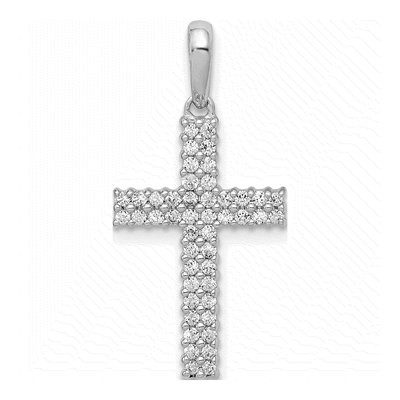 10K White Gold 1/4 ct tw Diamond Latin Cross Pendant