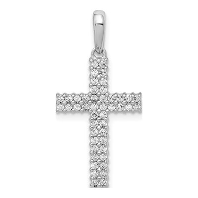 14K White Gold 1/4 ct tw Diamond Cross Pendant