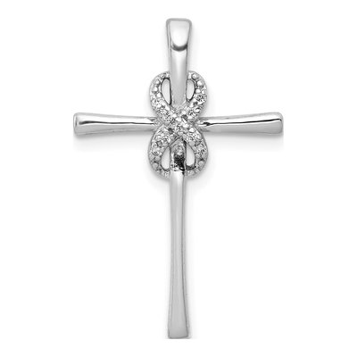14K White Gold Diamond Infinity Cross Slide Pendant