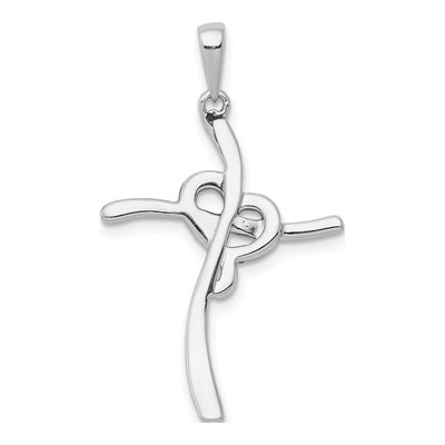 14K White Gold 1/10 ct tw Diamond Heart Cross Pendant – view 4