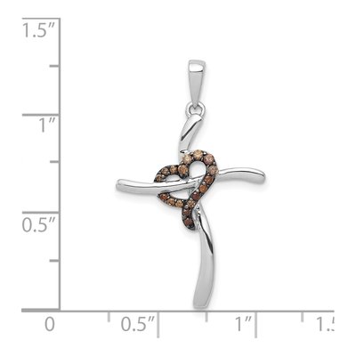 14K White Gold 1/10 ct tw Diamond Heart Cross Pendant – view 5