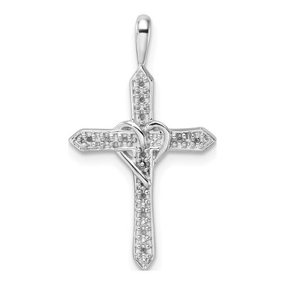 14K White Gold Heart Cross Pendant Mounting