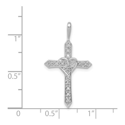 14K White Gold 1/10 ct tw Diamond Heart Cross Pendant – view 3