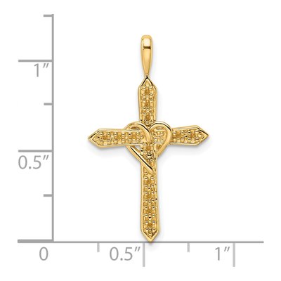 14K Yellow Gold Heart Cross Pendant Mounting – view 5