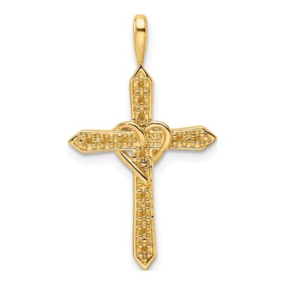 14K Yellow Gold Heart Cross Pendant Mounting