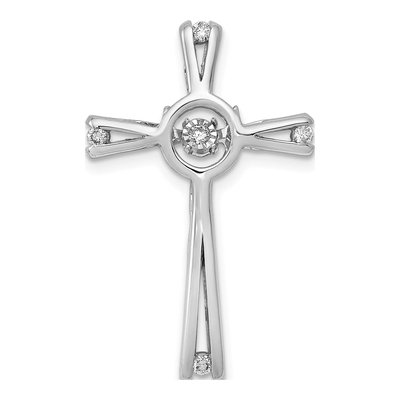 14K White Gold 1/15 ct tw Diamond Cross Slide Pendant
