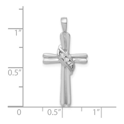10K White Gold 1/20 ct tw Diamond Cross Pendant – view 2