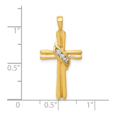 10K Yellow Gold 1/20 ct tw Diamond Cross Pendant – view 2