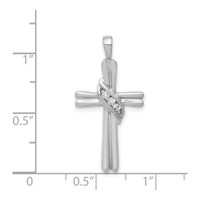 14K White Gold 1/20 ct tw Diamond 3-Stone Cross Pendant – view 3