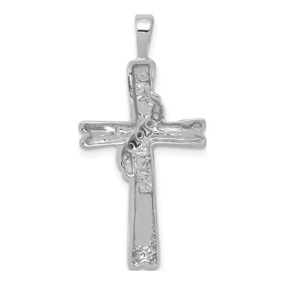 14K White Gold 1/20 ct tw Diamond 3-Stone Cross Pendant – view 4