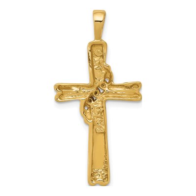 14K Yellow Gold 1/20 ct tw Diamond 3-Stone Cross Pendant – view 3