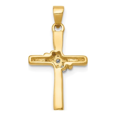14K Yellow Gold 1/20 ct tw Diamond Cross Pendant – view 3