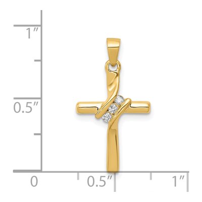 14K Yellow Gold 1/20 ct tw Diamond Cross Pendant – view 4