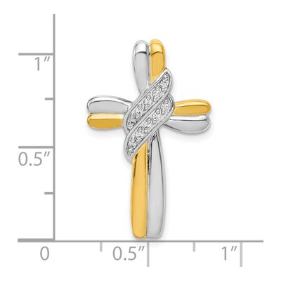 10K Two-Tone Gold 1/20 ct tw Diamond Cross Slide Pendant – view 4
