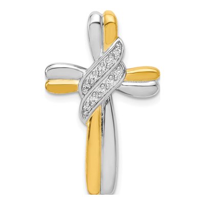 10K Two-Tone Gold 1/20 ct tw Diamond Cross Slide Pendant