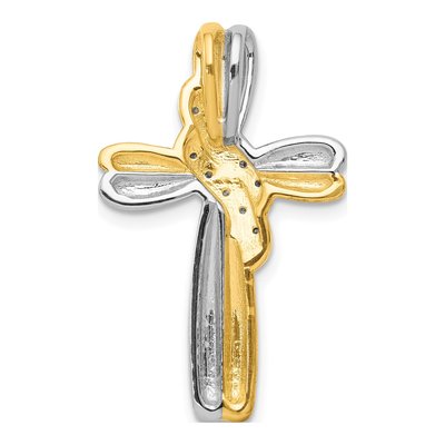 14K Yellow Gold 1/20 ct tw Diamond Cross Omega Slide Pendant – view 4