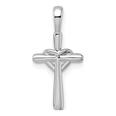 14K White Gold Diamond Cross Heart Pendant – view 3